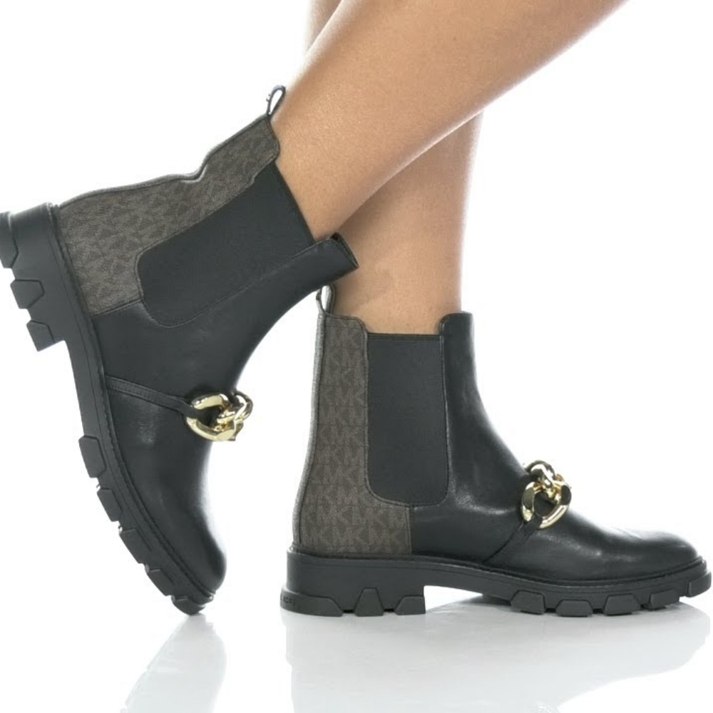 MICHAEL MICHAEL KORS Scarlett Embellished Leather and Logo Boot